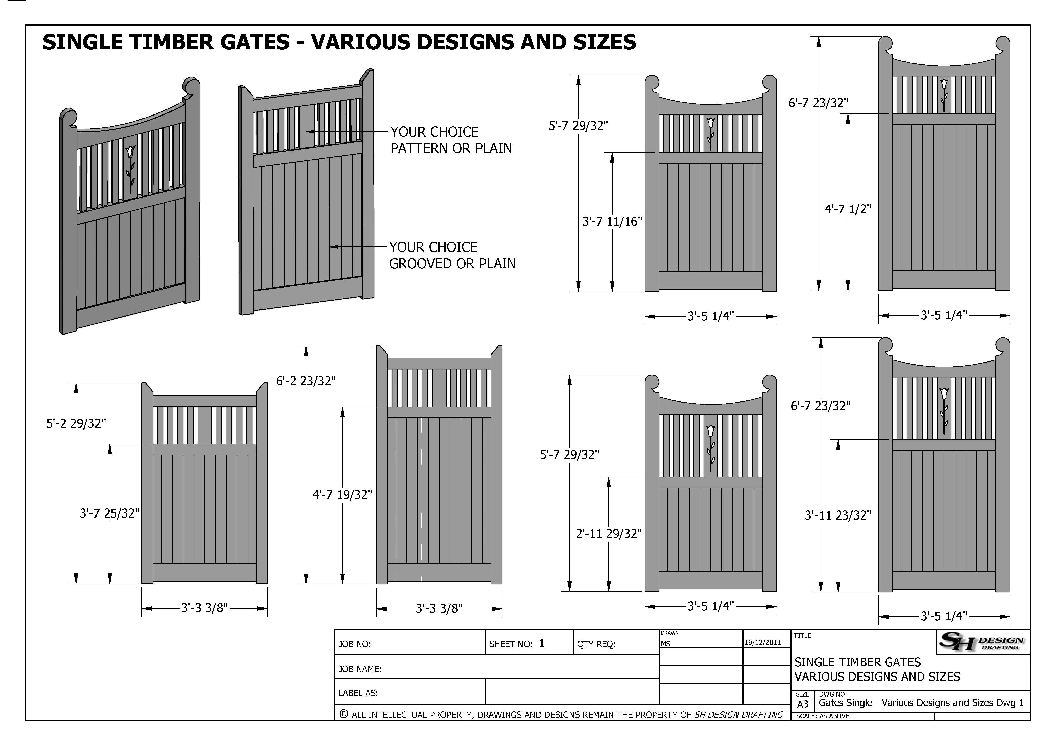 SINGLE & DOUBLE TIMBER GATE "BUILDING PLANS" MANY SIZES Make ur Own