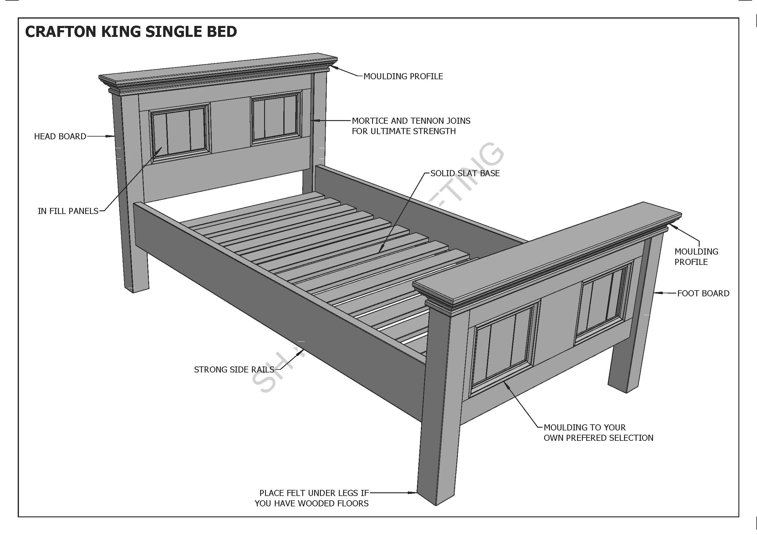Building Plans For Crafton King Single Timber Bed Make Your Own Save Ebay