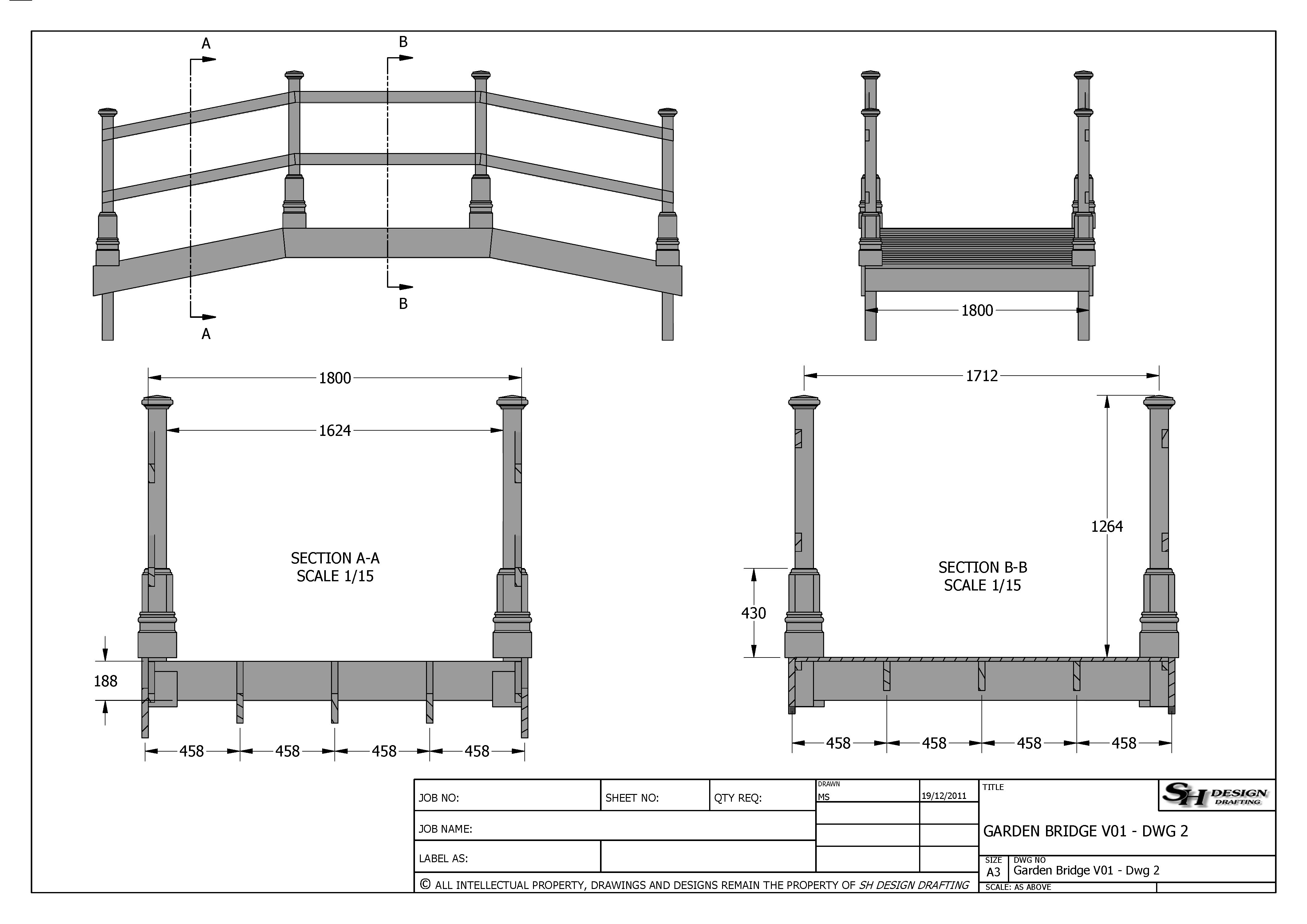 GARDEN BRIDGE DECK V01 - UNIQUE DESIGN - Building Construction PLANS 3D ...
