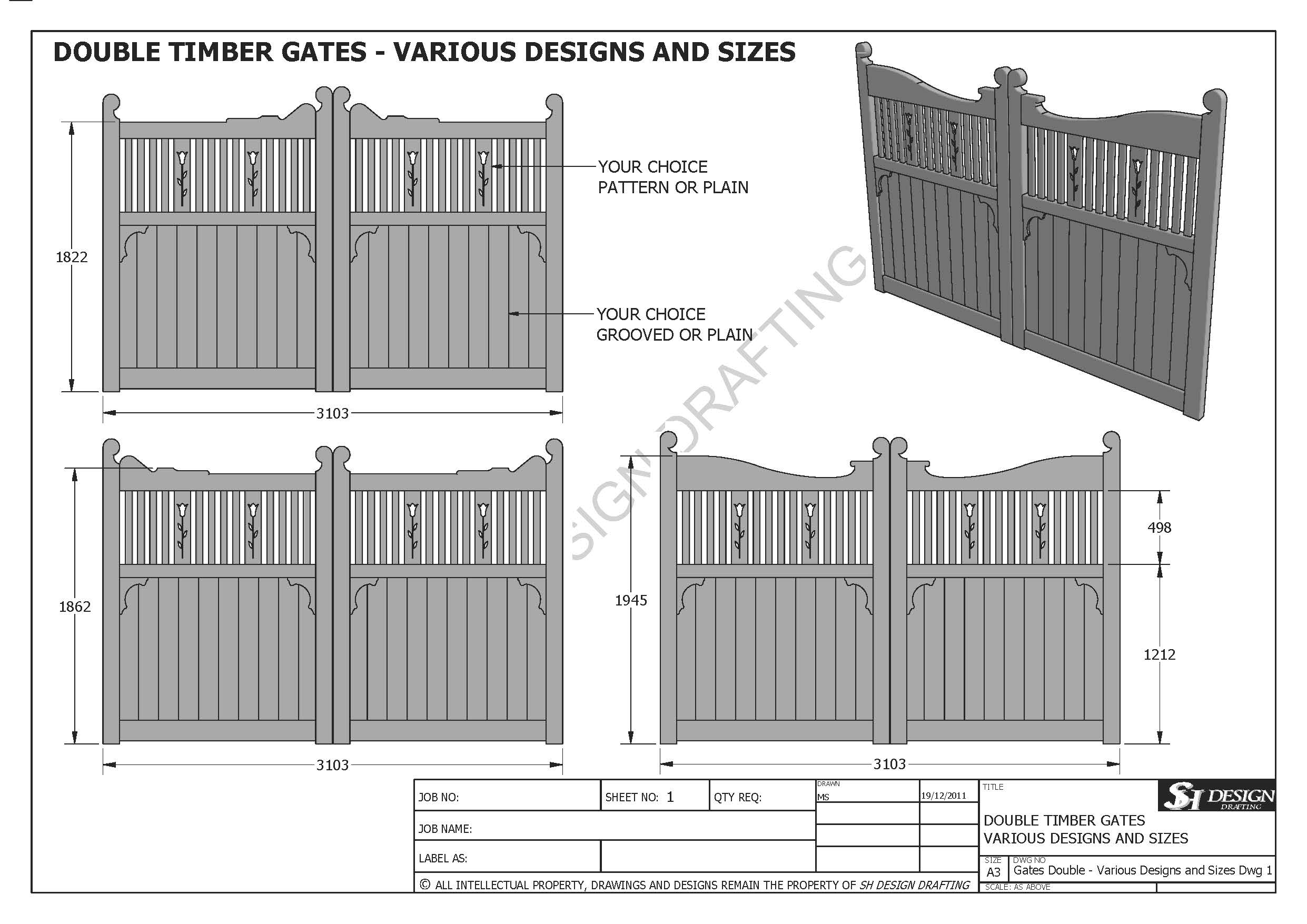 SINGLE & DOUBLE TIMBER GATE "BUILDING PLANS" MANY SIZES Make ur Own