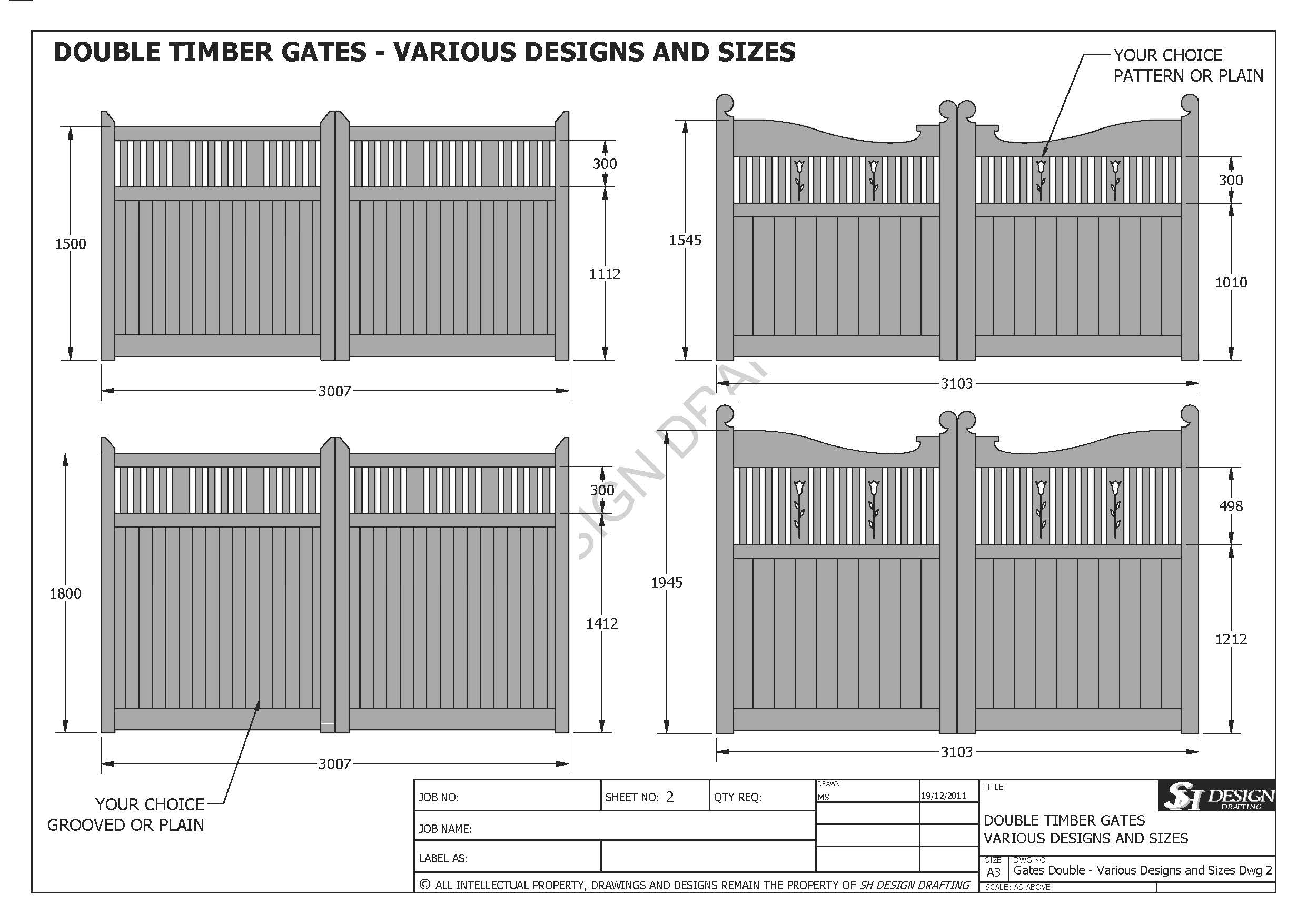 SINGLE & DOUBLE TIMBER GATE "BUILDING PLANS" MANY SIZES Make ur Own