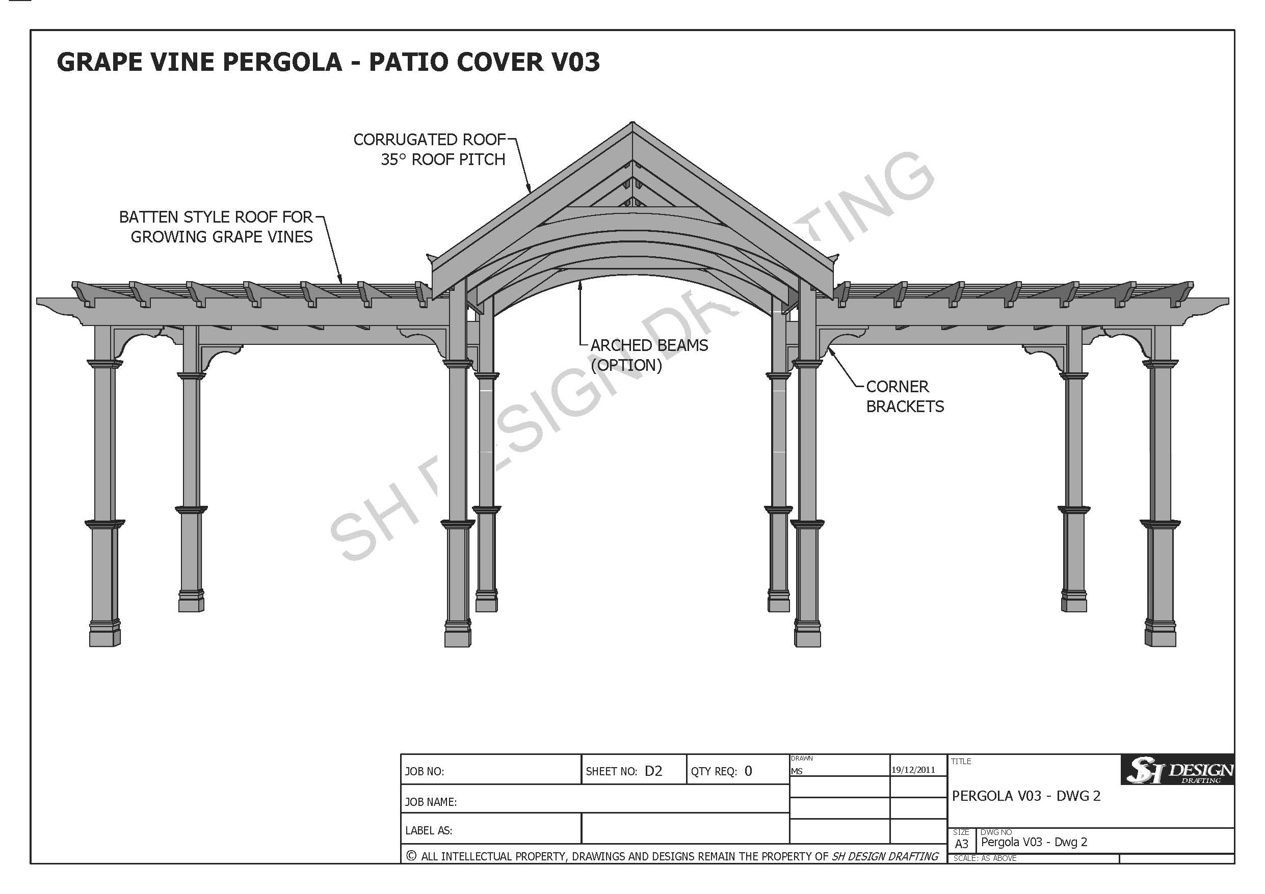 Piani Di Costruzione Completi Per Pergola Esterna V3 - Copertura Patio E Veranda A Vite Uva - Foto 3